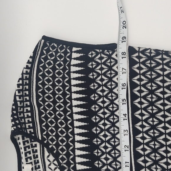 Geometric Knit Dress Fit & Flare Pullover Black White Career Academia Large - Picture 4 of 6